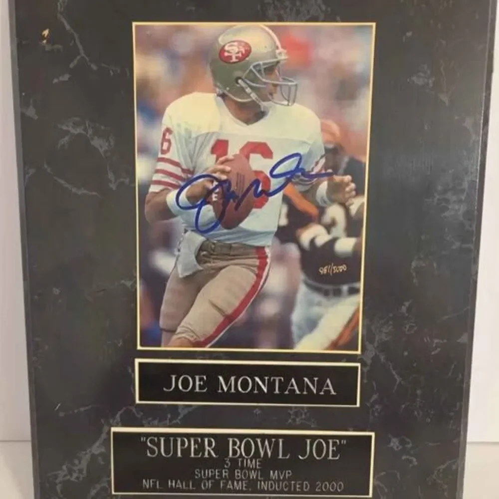 Joe Montana Autographed Plaque CSC COA, 981/5000, Super Bowl Joe, NFL, 49ERS
